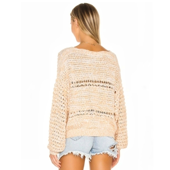 🌸‎ NEW Free People | Peach Knit VNeck Sweater , small - Picture 2 of 11